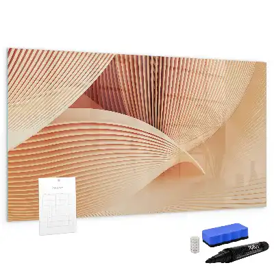 Magnetisch glazen memobord met abstract golfpatroon