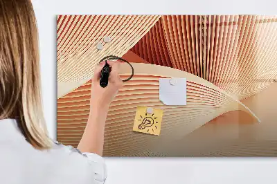 Magnetisch glazen memobord met abstract golfpatroon