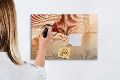 Magnetisch glazen memobord met abstract golfpatroon