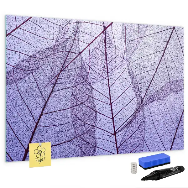Beschrijfbaar glazen magneetbord met design van natuurbladeren