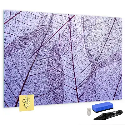 Beschrijfbaar glazen magneetbord met design van natuurbladeren