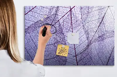 Beschrijfbaar glazen magneetbord met design van natuurbladeren