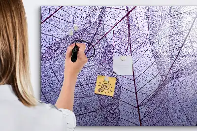 Beschrijfbaar glazen magneetbord met design van natuurbladeren