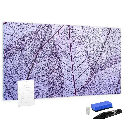 Beschrijfbaar glazen magneetbord met design van natuurbladeren