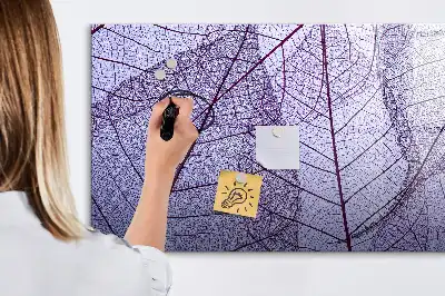 Beschrijfbaar glazen magneetbord met design van natuurbladeren