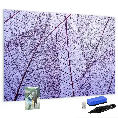 Beschrijfbaar glazen magneetbord met design van natuurbladeren