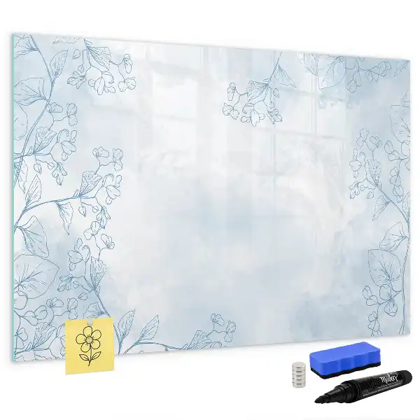 Beschrijfbaar glazen magneetbord met design plantschets