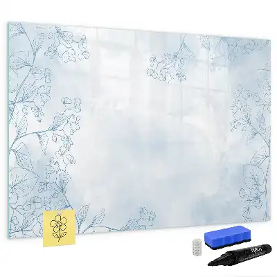 Beschrijfbaar glazen magneetbord met design plantschets