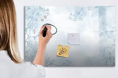 Beschrijfbaar glazen magneetbord met design plantschets