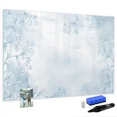 Beschrijfbaar glazen magneetbord met design plantschets