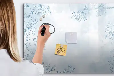Beschrijfbaar glazen magneetbord met design plantschets
