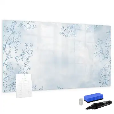 Beschrijfbaar glazen magneetbord met design plantschets