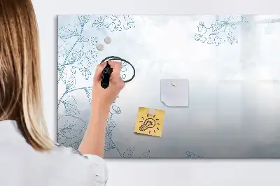 Beschrijfbaar glazen magneetbord met design plantschets