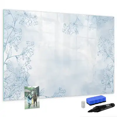 Beschrijfbaar glazen magneetbord met design plantschets