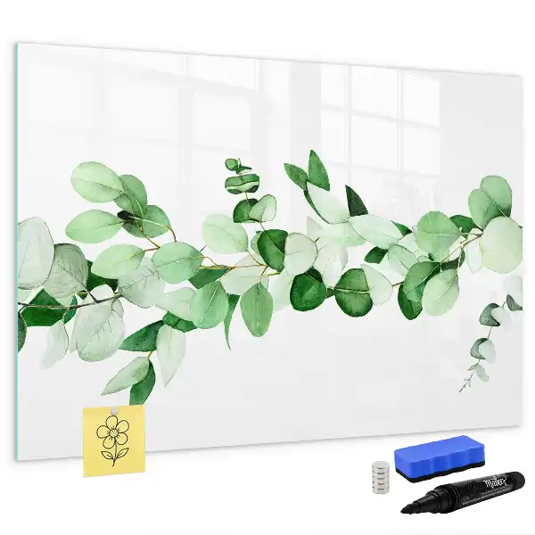 Magnetisch glazen memobord met motief van planttakken