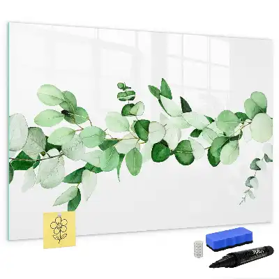 Magnetisch glazen memobord met motief van planttakken