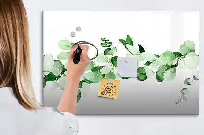 Magnetisch glazen memobord met motief van planttakken