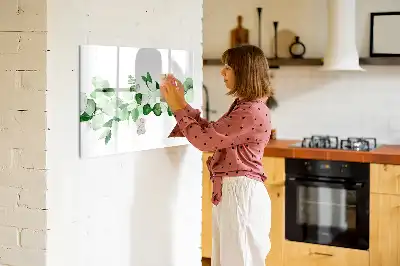 Magnetisch glazen memobord met motief van planttakken