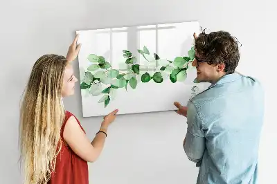 Magnetisch glazen memobord met motief van planttakken