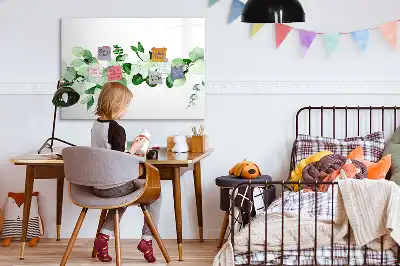 Magnetisch glazen memobord met motief van planttakken