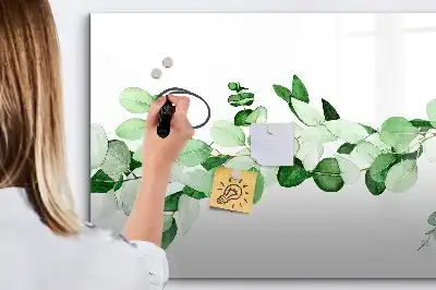 Magnetisch glazen memobord met motief van planttakken