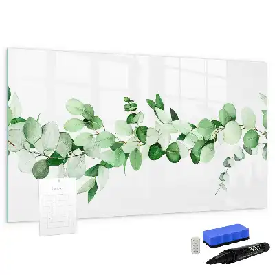 Magnetisch glazen memobord met motief van planttakken