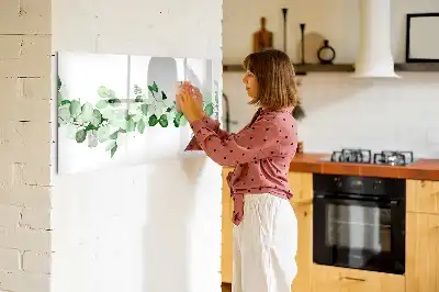 Magnetisch glazen memobord met motief van planttakken