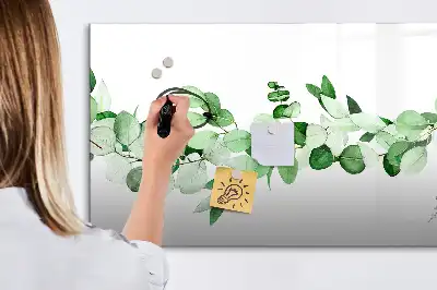 Magnetisch glazen memobord met motief van planttakken