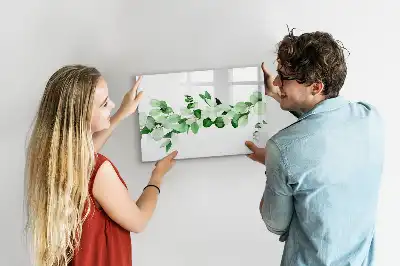 Magnetisch glazen memobord met motief van planttakken