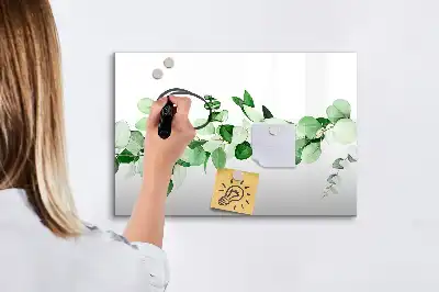 Magnetisch glazen memobord met motief van planttakken