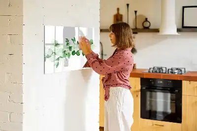 Magnetisch glazen memobord met motief van planttakken