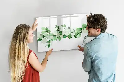 Magnetisch glazen memobord met motief van planttakken