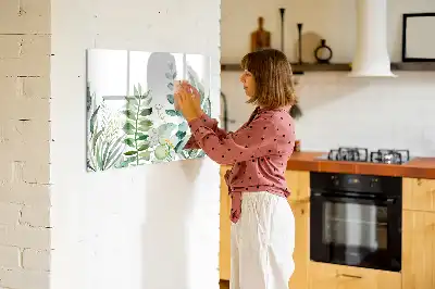 Beschrijfbaar glazen magneetbord met aquarel bladeren design