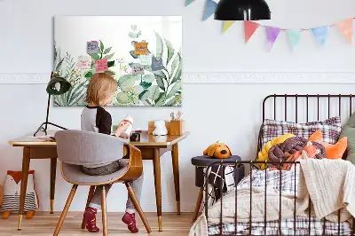 Beschrijfbaar glazen magneetbord met aquarel bladeren design