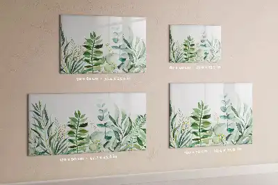 Beschrijfbaar glazen magneetbord met aquarel bladeren design