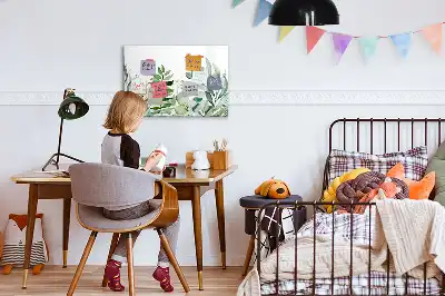 Beschrijfbaar glazen magneetbord met aquarel bladeren design