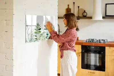 Beschrijfbaar glazen magneetbord met aquarel bladeren design