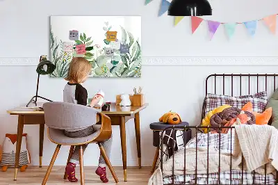 Beschrijfbaar glazen magneetbord met aquarel bladeren design