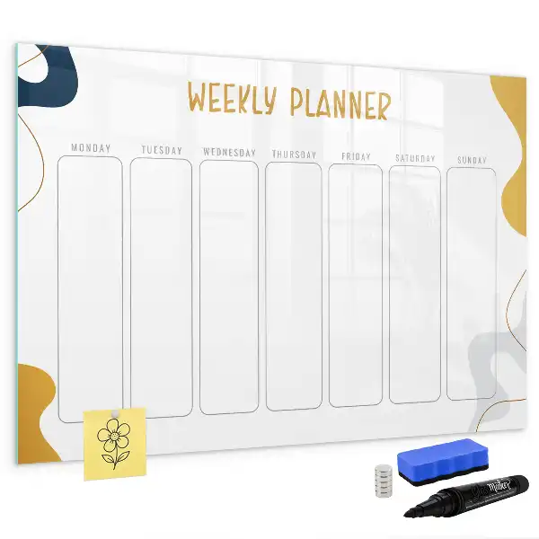 Glazen weekplanner beschrijfbaar magneetbord met design