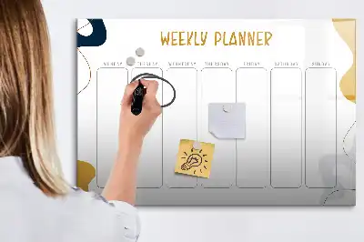 Glazen weekplanner beschrijfbaar magneetbord met design