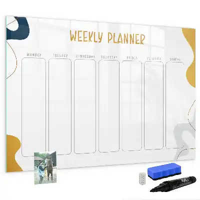 Glazen weekplanner beschrijfbaar magneetbord met design