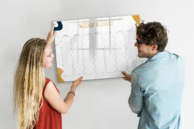 Glazen weekplanner beschrijfbaar magneetbord met design