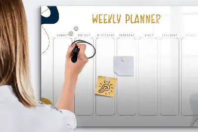 Glazen weekplanner beschrijfbaar magneetbord met design