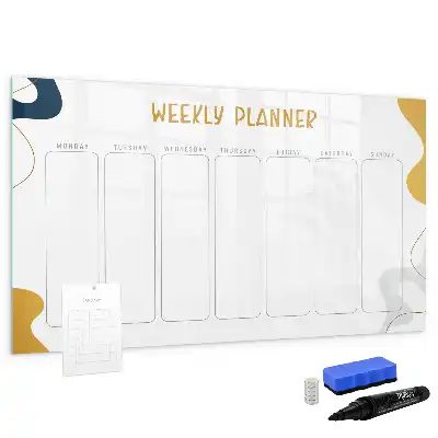Glazen weekplanner beschrijfbaar magneetbord met design