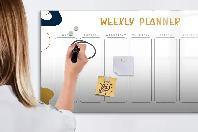 Glazen weekplanner beschrijfbaar magneetbord met design