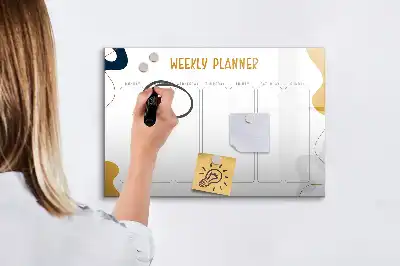 Glazen weekplanner beschrijfbaar magneetbord met design