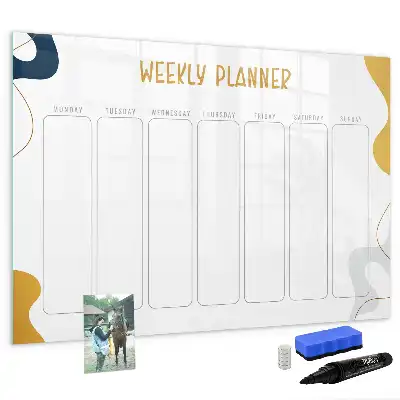 Glazen weekplanner beschrijfbaar magneetbord met design