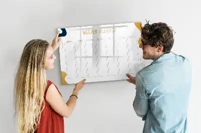 Glazen weekplanner beschrijfbaar magneetbord met design