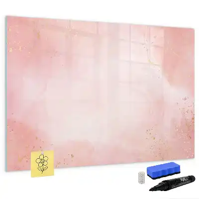 Magnetisch glazen schrijfbord voor notities en foto's in roze marmerlook