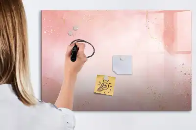 Magnetisch glazen schrijfbord voor notities en foto's in roze marmerlook